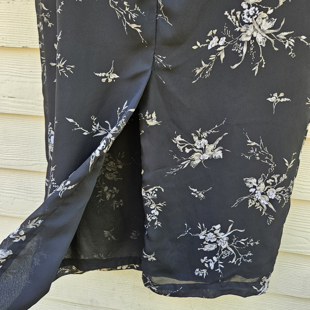 Vtg Casual Corner Floral Maxi Dress Womens 12 Cottagecore Ethereal Dark Romantic - Picture 10 of 14